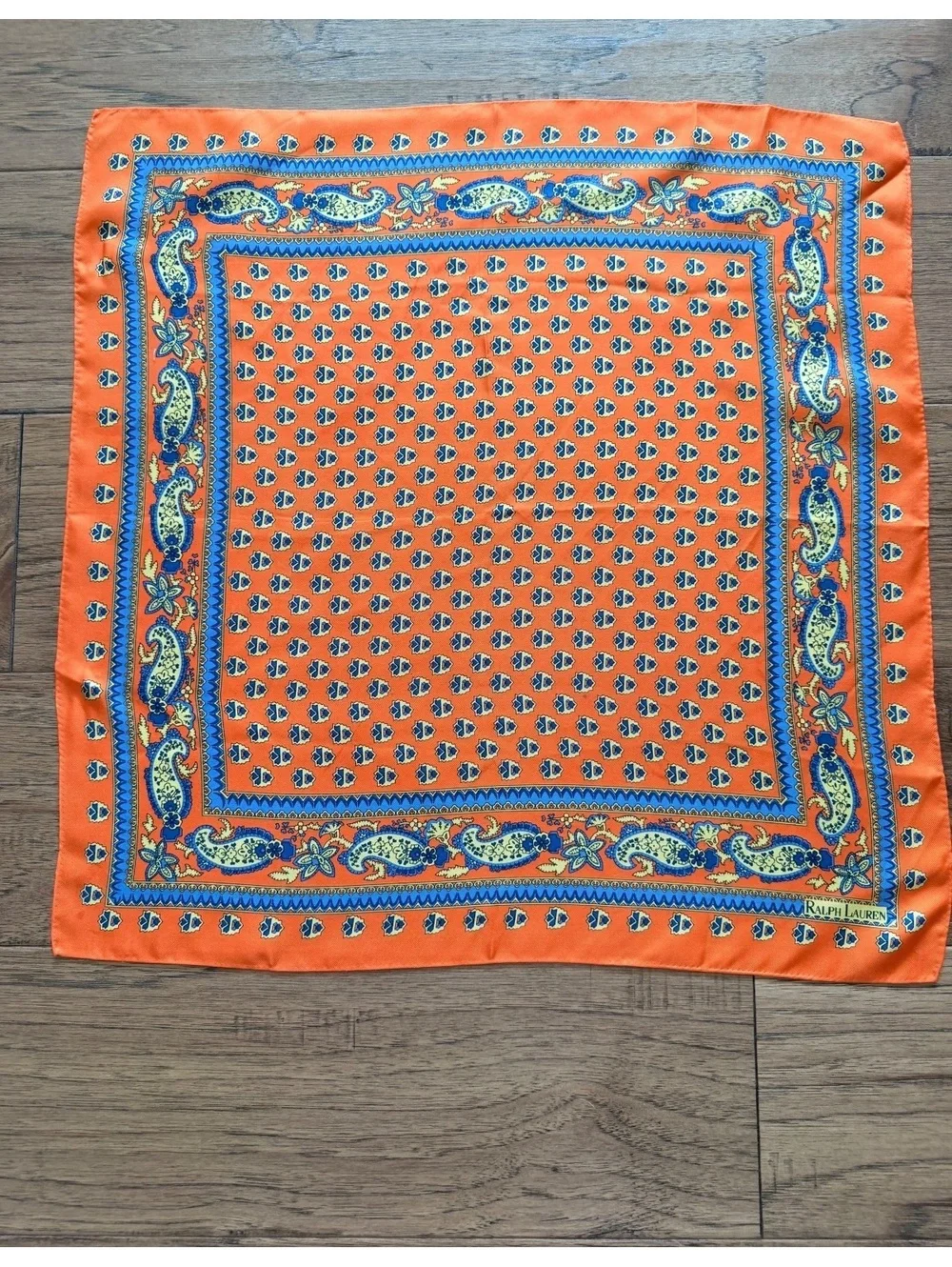 Ralph Lauren Orange Paisley Silk Scarf